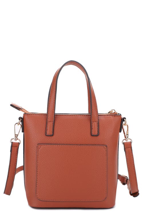 Mali + Lili Mia Mini Vegan Leather Tote in Cognac 