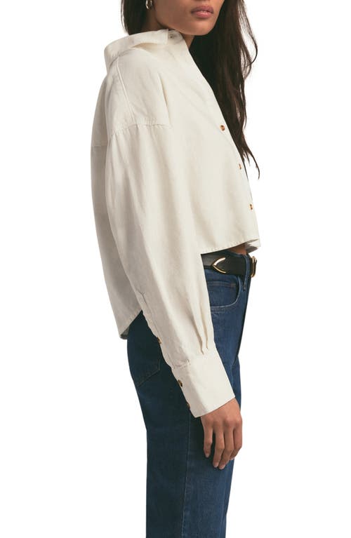 Shop Favorite Daughter The Crop Cotton Corduroy Button-up Shirt In Tusk