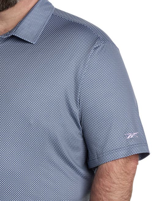 Shop Reebok Performance Diamond Dot Print Polo Shirt In East Coast Blue