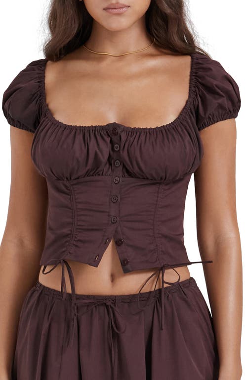 HOUSE OF CB Kitty Puff Sleeve Corset Crop Top at Nordstrom,