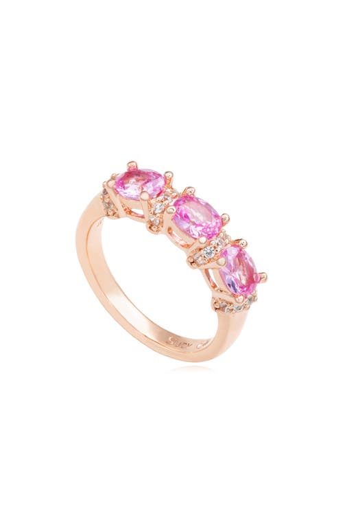 Suzy Levian Rose Sterling Silver Natural Pink Sapphire And Diamond Accent Half Band In Pink