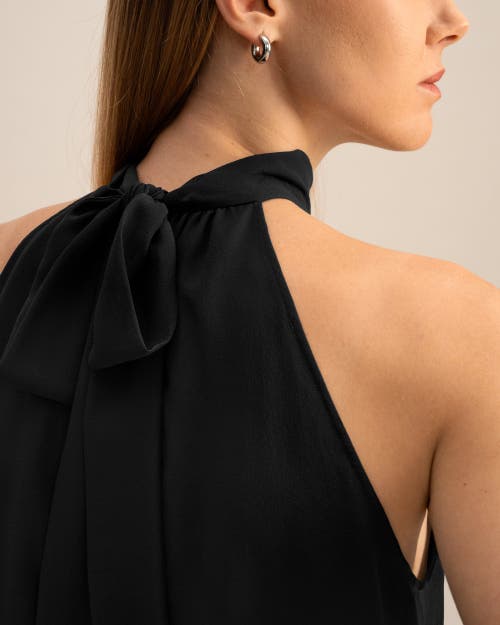 Lilysilk Silk Georgette Halter Neck Top In Black