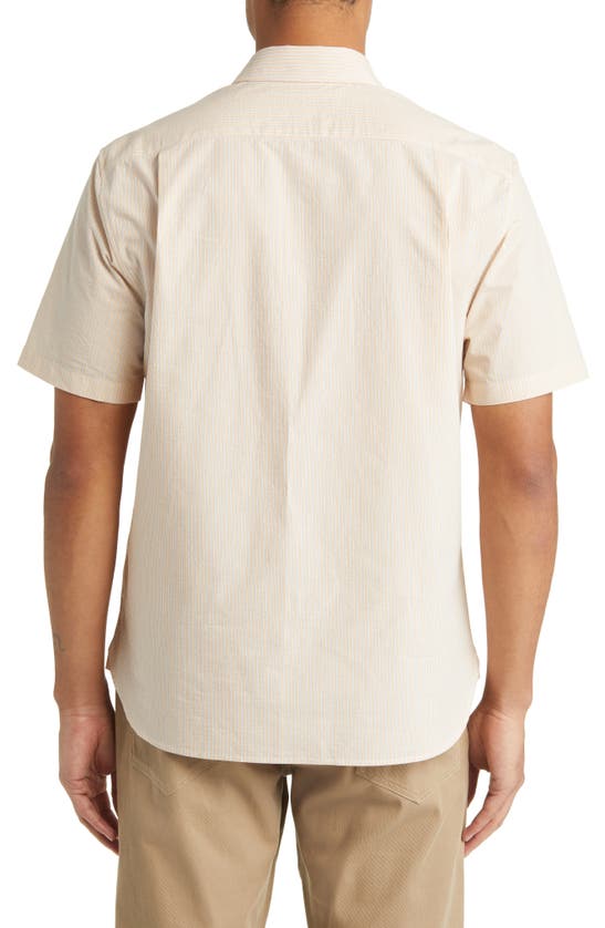 Vince Peninsula Stripe Short Sleeve Button-up Shirt In Warm Oat