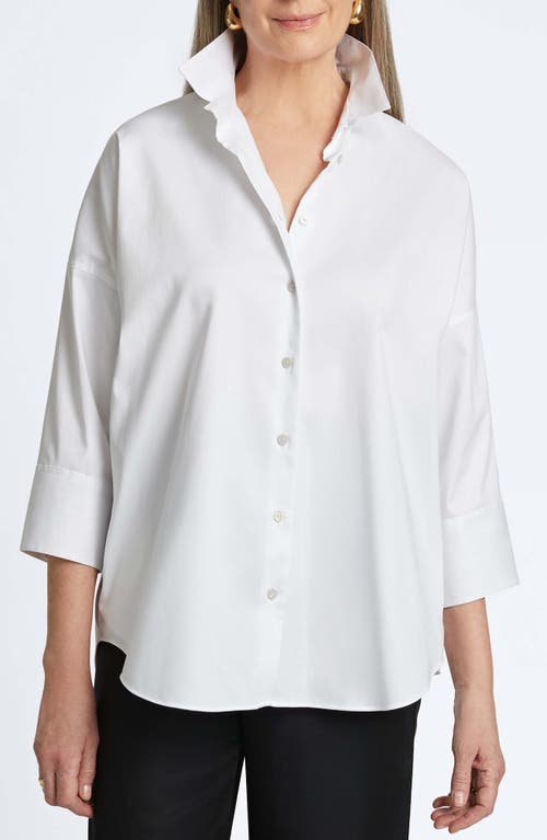 Shop Foxcroft Avery Stretch Button-up Shirt In White