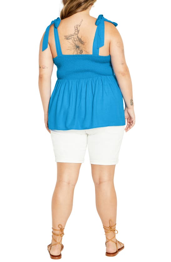 City Chic Paradiso Tie Strap Tank In Ice Blue