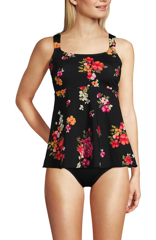 Shop Lands' End Flutter Scoop Neck Tankini Top In Black Meadow Floral