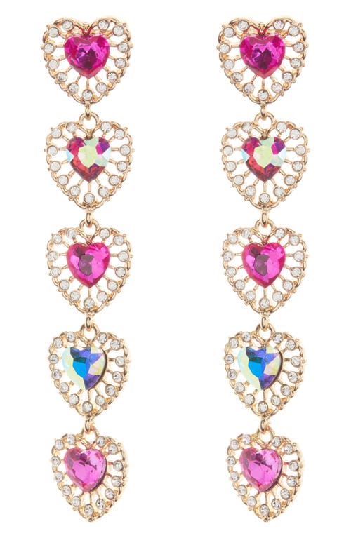 Shop Tasha Heart Drop Earrings In Gold/fuchsia