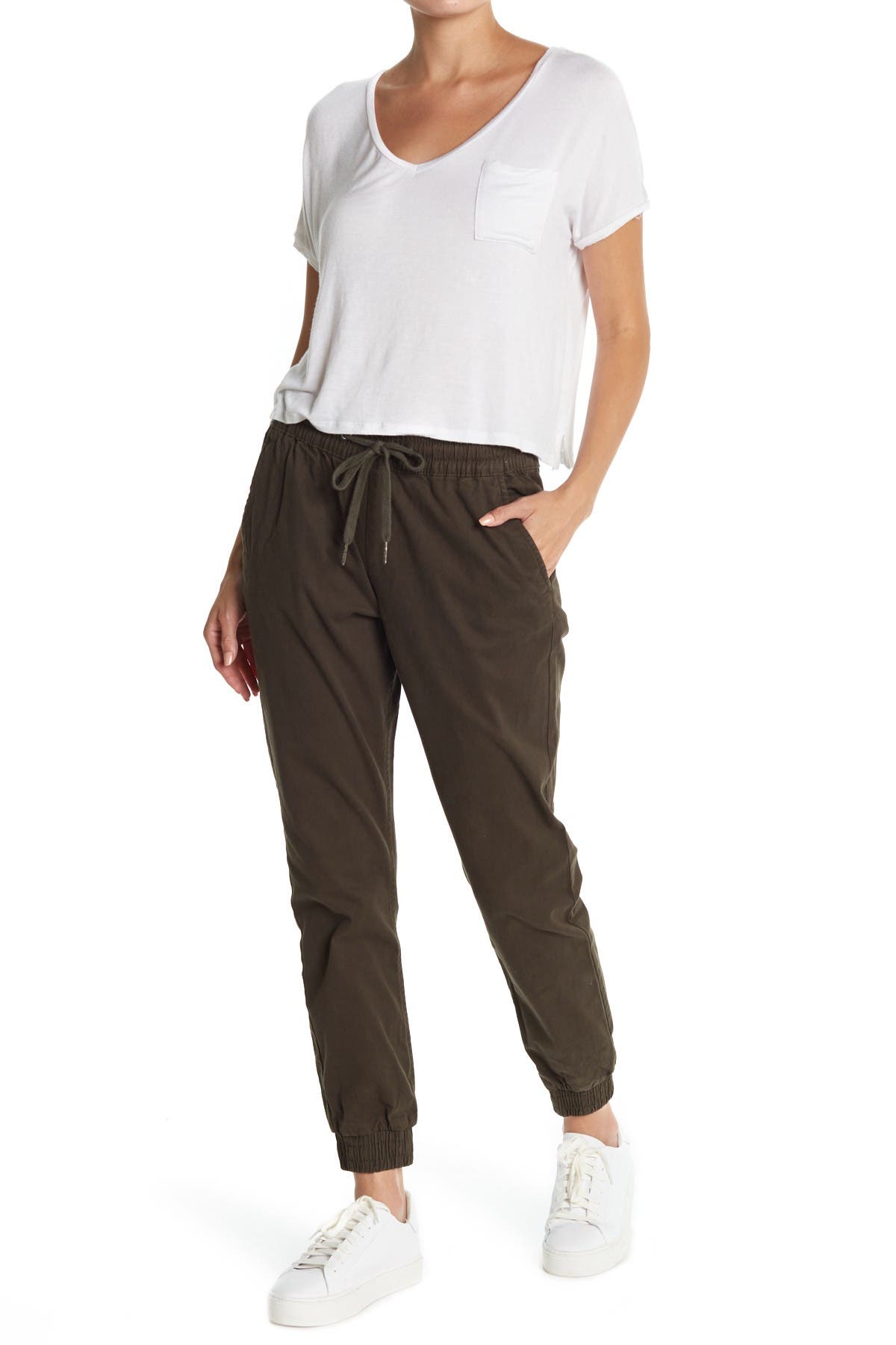 olive twill joggers