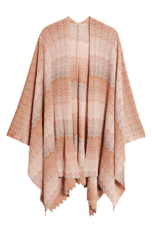 Shop Missoni Metallic Stripe Knit Cape In Peach Multi Var 0002