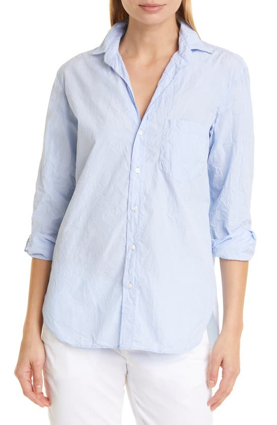 Frank & Eileen Joedy Crinkle Cotton Shirt In Blue | ModeSens