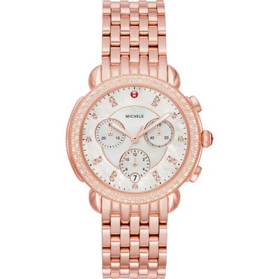 Michele Sidney 18 Chronograph Diamond Bracelet Watch,