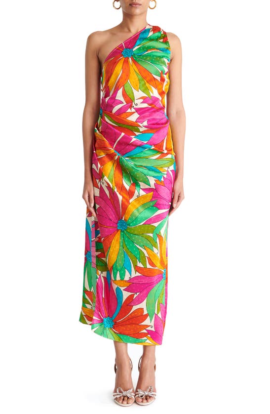 Ronny Kobo Gildo Jacquard Floral Print Silk Blend Dress In Jungle ...