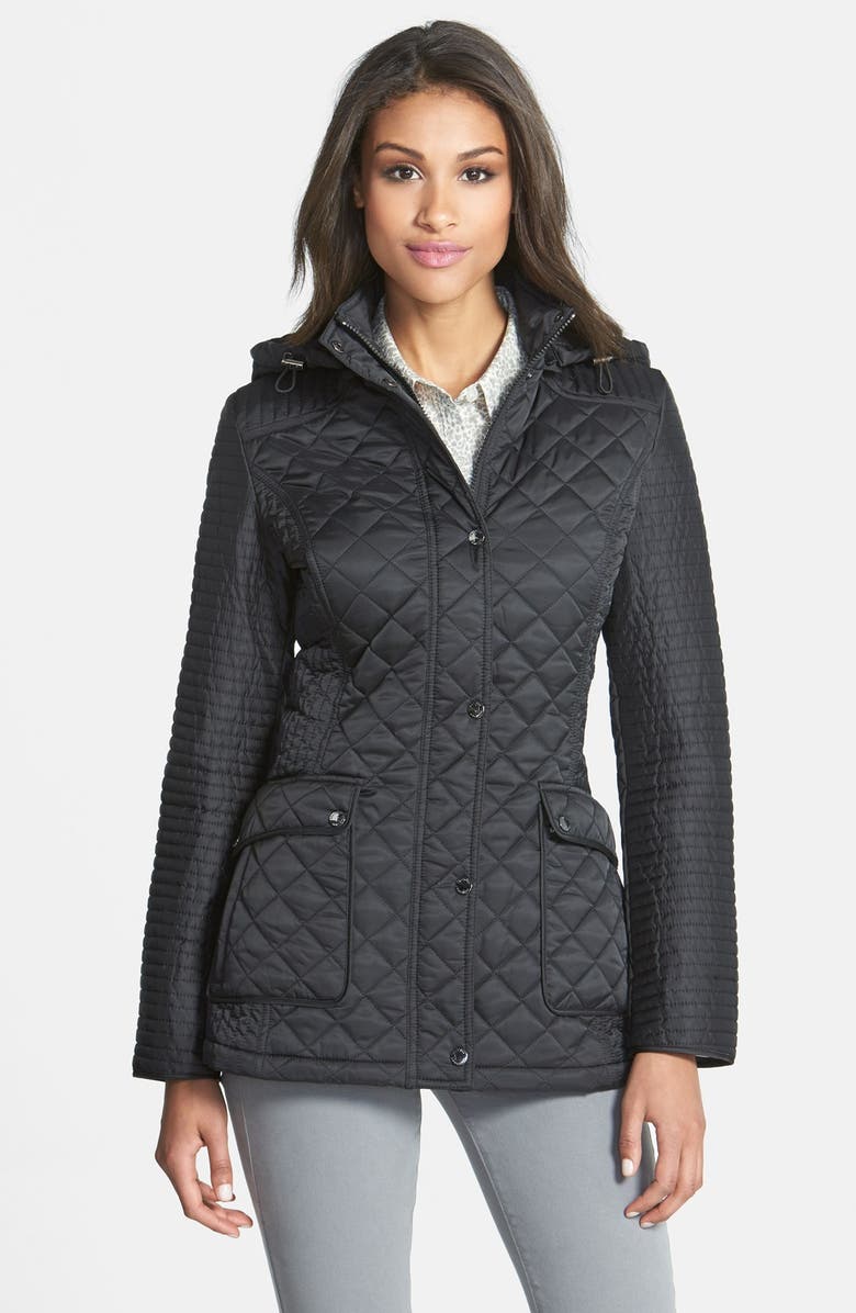 Laundry by Shelli Segal Quilted Jacket with Removable Hood (Regular ...