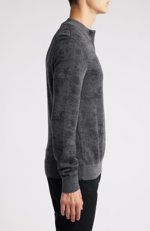 Robert Barakett Dalup Half Zip Mock Neck Wool Sweater In Charcoal