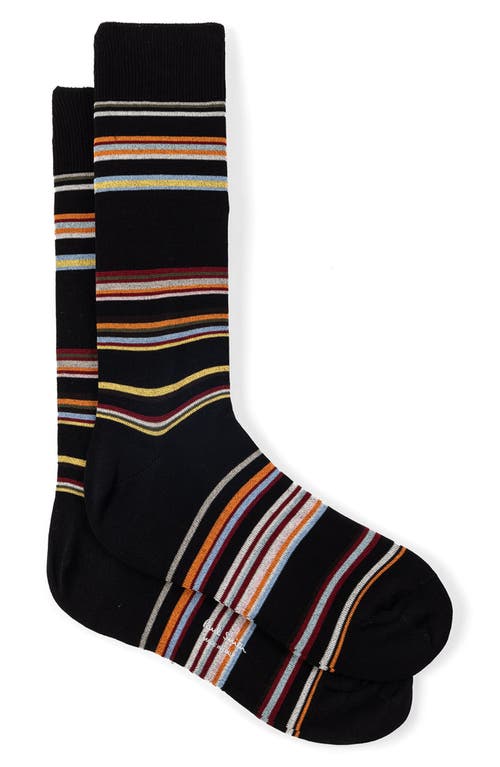 Shop Paul Smith Flavio Stripe Cotton Blend Dress Socks In Black