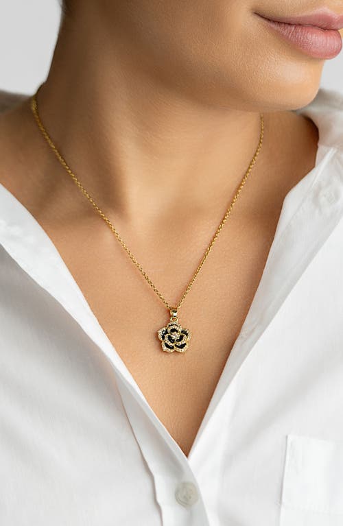 Shop Adornia Crystal & Carnelian Flower Pendant Necklace In Black/gold