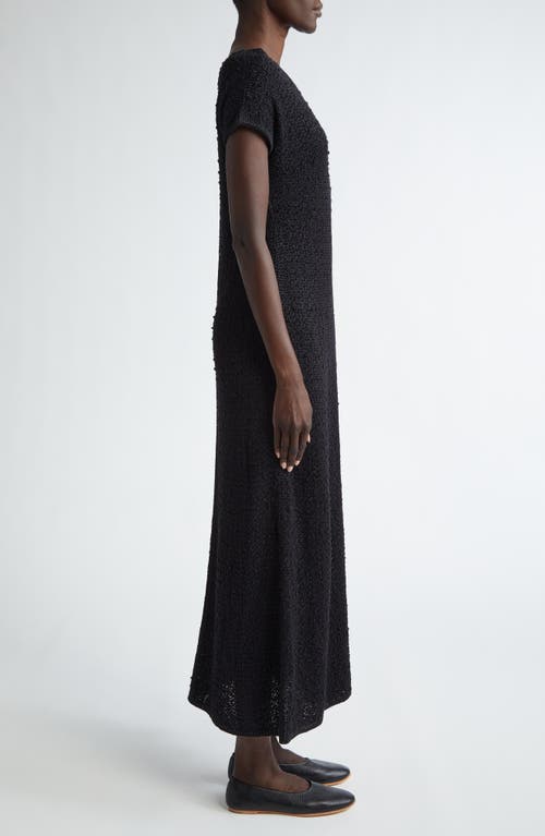 Shop Lafayette 148 New York Textured Stitch Tussah Silk Midi Dress In Black Multi