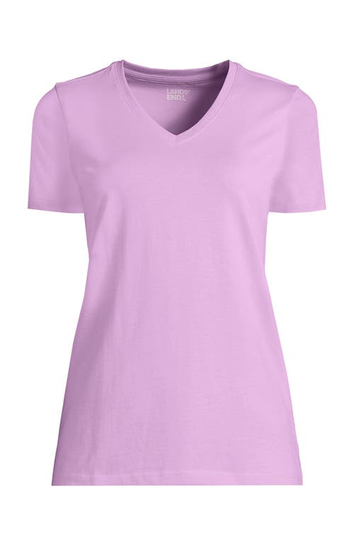 Shop Lands' End Plus Size Relaxed Supima Cotton V-neck T-shirt In Pink Amethyst