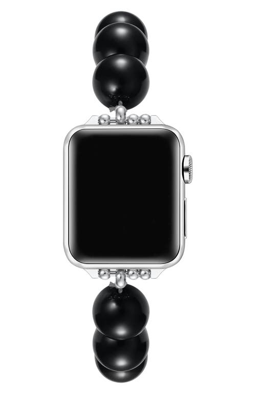 The Posh Tech Violet Imitation Pearl Apple Watch® Bracelet Watchband In Black