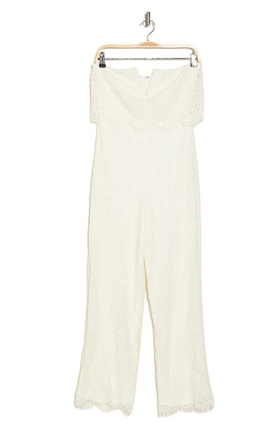 Lulus Power Of Love Strapless Lace Jumpsuit In White/ White