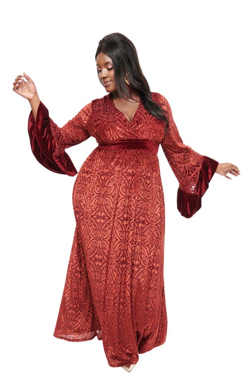 UNIQUE VINTAGE UNIQUE VINTAGE PLUS SIZE LONG SLEEVE EMPIRE WAIST MAXI DRESS