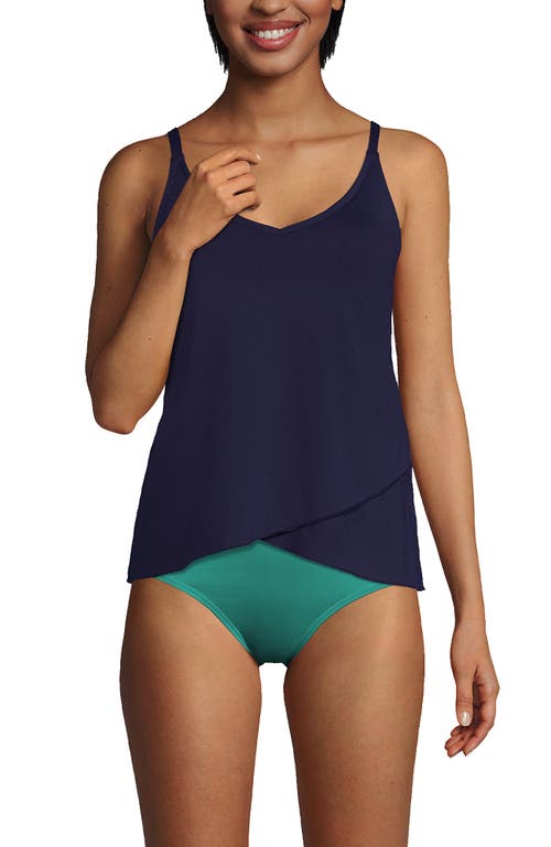 Shop Lands' End Chlorine Resistant Tulip Hem Tankini Swimsuit Top In Deep Sea Navy