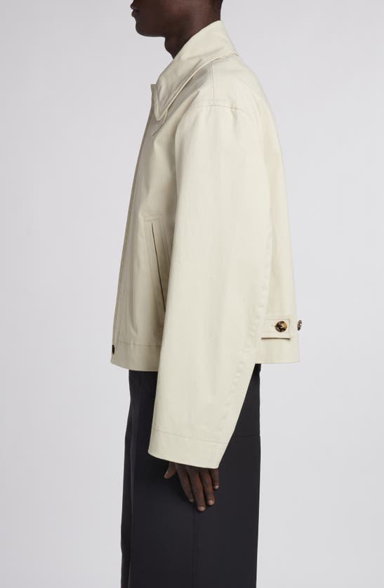 Bottega Veneta Regular Fit Stretch Cotton Jacket In Ecru