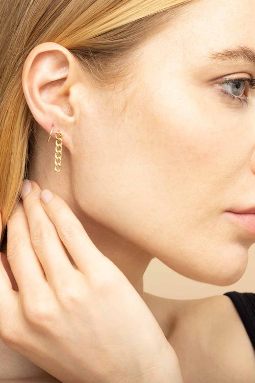 Oradina Women's 14k Yellow Solid Gold Carmine Curb Drop Earrings In Yellow Gold