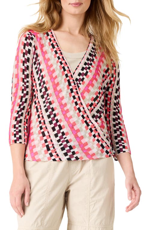 Shop Nic + Zoe Nic+zoe Pixel Sunset 4-way Linen Blend Convertible Cardigan In Pink Multi