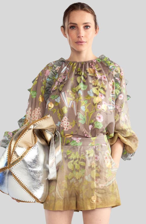 Shop Cynthia Rowley Dawn Blouse In Camel Multi