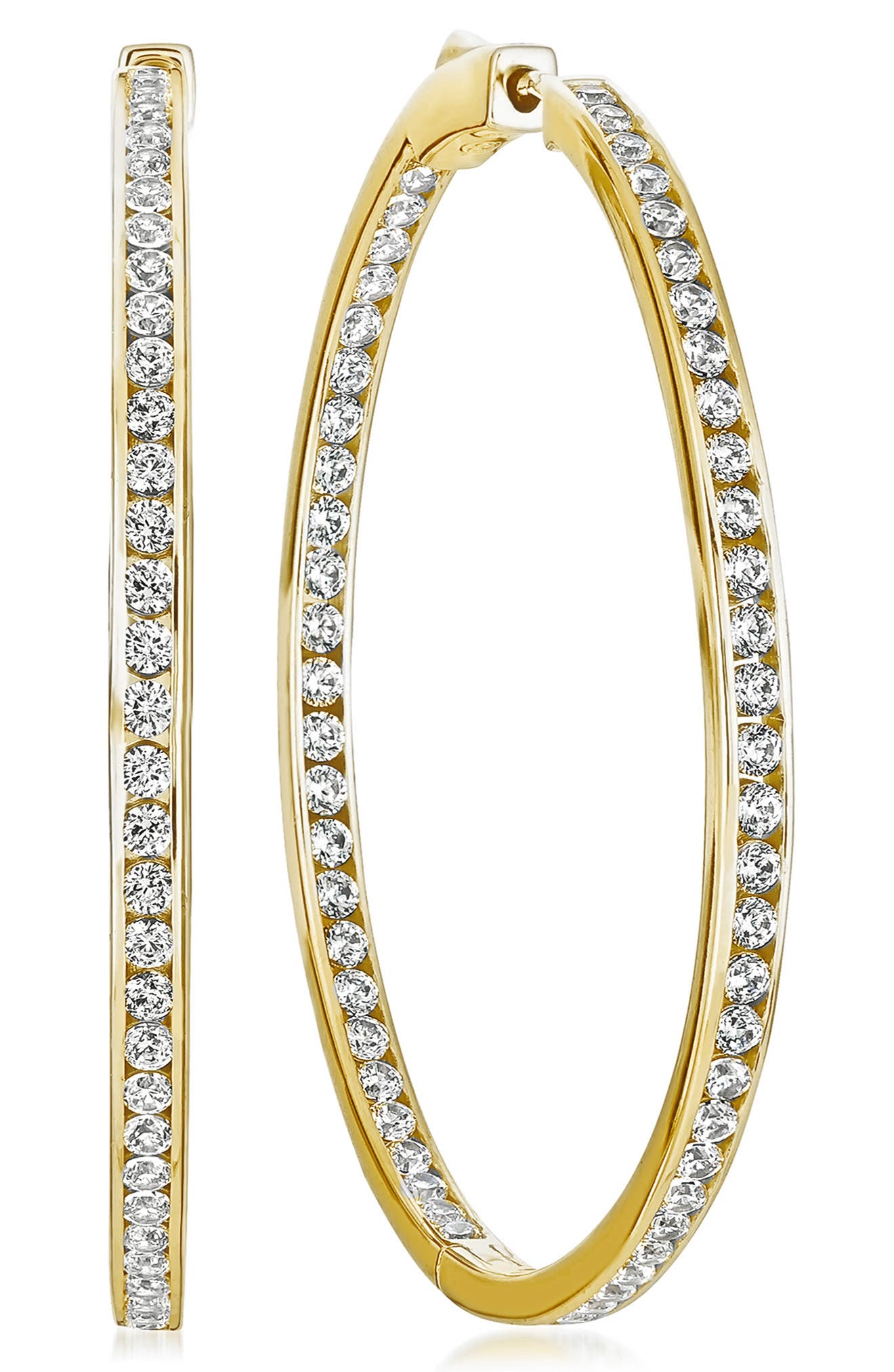 cubic zirconia gold hoop earrings