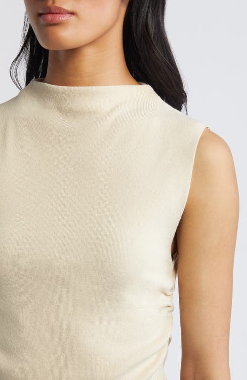 Shop Bella Dahl Mock Neck Crop Linen Blend Sweater Tank In Seashell Sand