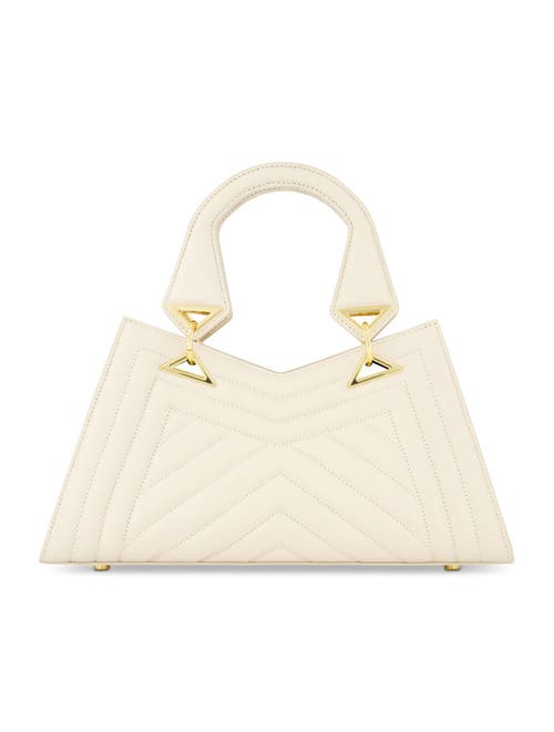 Mac Duggal Quilted Napa Leather Angular Handbag In Ecru