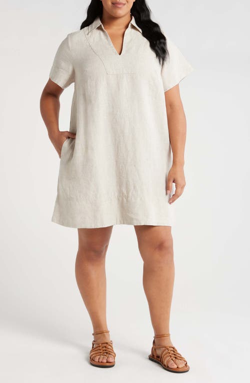 Madewell Johnny Collar Linen Minidress In Natural Undyed