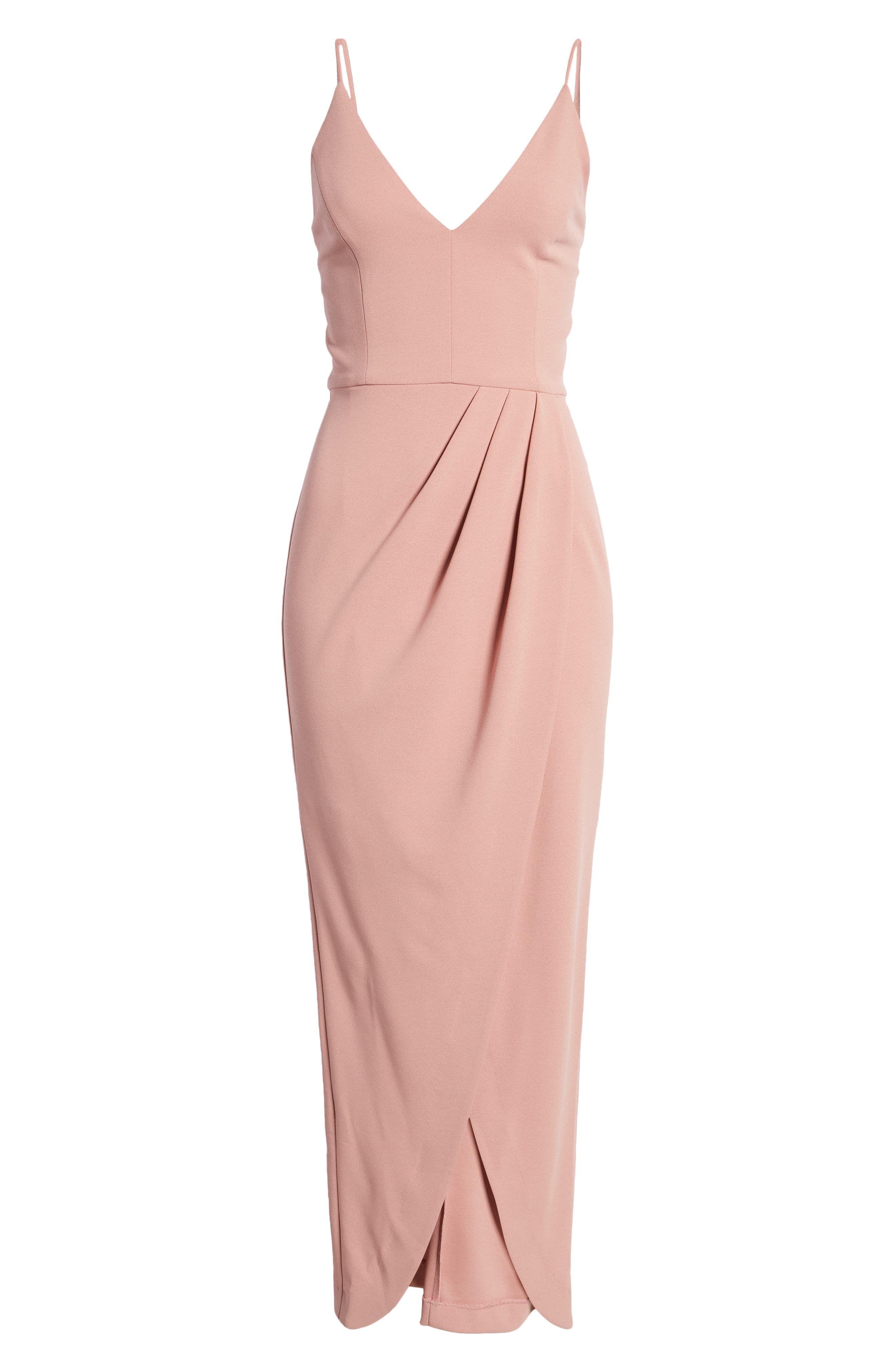 xscape tulip hem sleeveless crepe gown