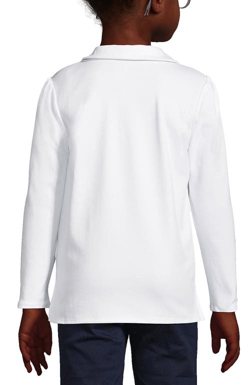 Shop Lands' End Girls Long Sleeve Peter Pan Collar Polo Shirt In White