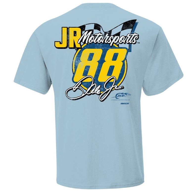 JR MOTORSPORTS OFFICIAL TEAM APPAREL JR MOTORSPORTS OFFICIAL TEAM APPAREL LIGHT BLUE DALE EARNHARDT JR. HELLMANN'S GRAPHIC T-SHIRT