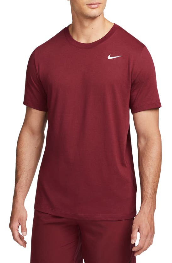 Shop Nike Dri-fit Training T-shirt In Dark Beetroot/ White