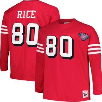 Men's Mitchell & Ness Jerry Rice Scarlet San Francisco 49ers Big & Tall Cut  & Sew Player Name & Number Long Sleeve T-Shirt