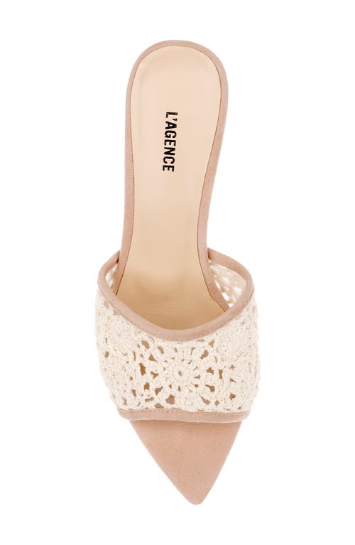 L Agence Armande Pointed Toe Slide Sandal In Ecru/pecan