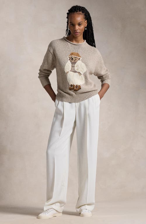 Shop Polo Ralph Lauren Creamy Bear Intarsia Roll Neck Sweater In Mushroom Marl Multi