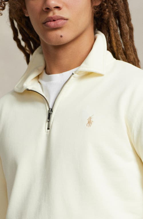 Shop Polo Ralph Lauren French Terry Quarter Zip Sweatshirt In Clubhouse Cream