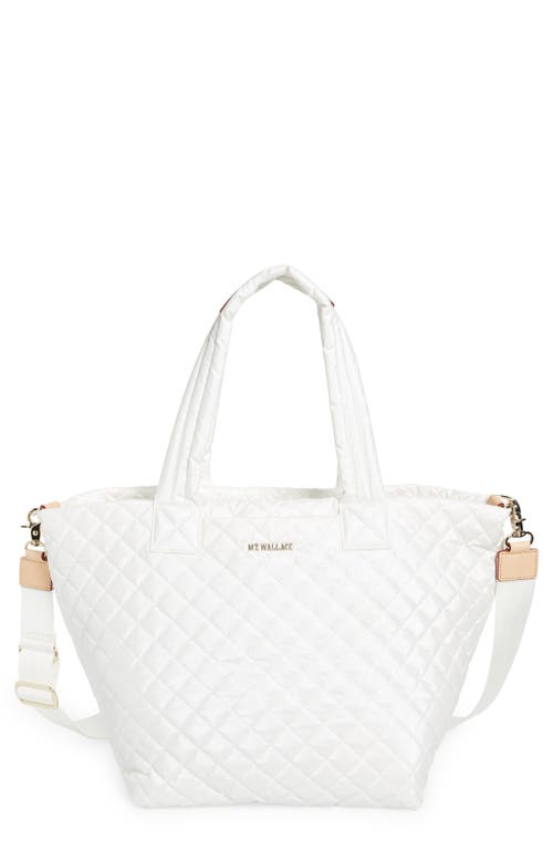 Shop Mz Wallace Medium Metro Deluxe Tote In Pearl Metallic