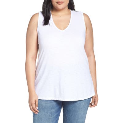 Plus Size Gibson X Hi Sugarplum! Malibu Embroidered Racerback Tank Top, White (Plus Size) (Nordstrom Exclusive)