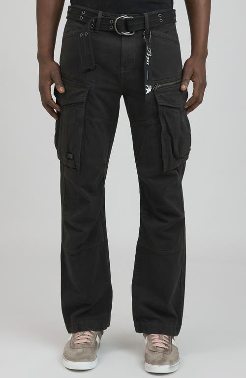 Backbone Belted Cargo Jeans in Black