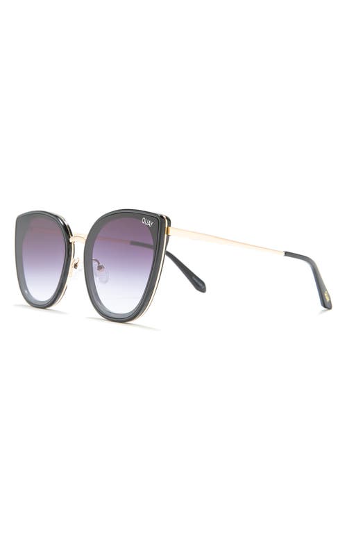 Quay 54mm Flat Out Cat Eye Sunglasses In Black/black
