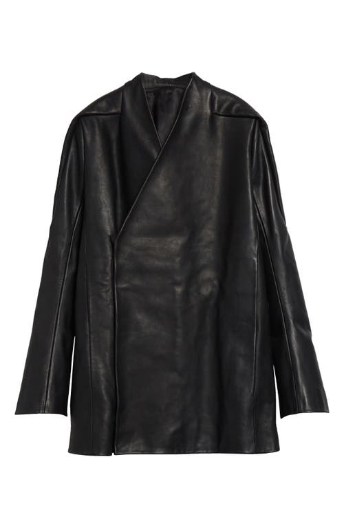 Shop Rick Owens Washed Calfskin Leather Officer Jacket In Black