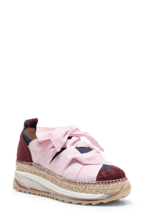 SILVA  Womens Lace-Up Platform Espadrille Sneakers in Canvas and Leather