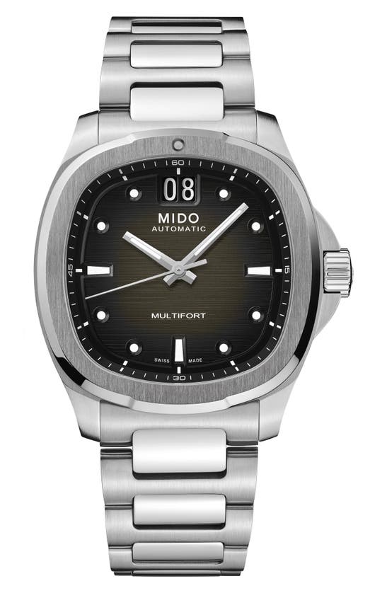 Mido Multifort Square Automatic Bracelet Watch, 40mm In Grey