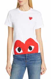 COMME DES GARCONS PLAY Short Sleeve Double Heart Graphic Tee 